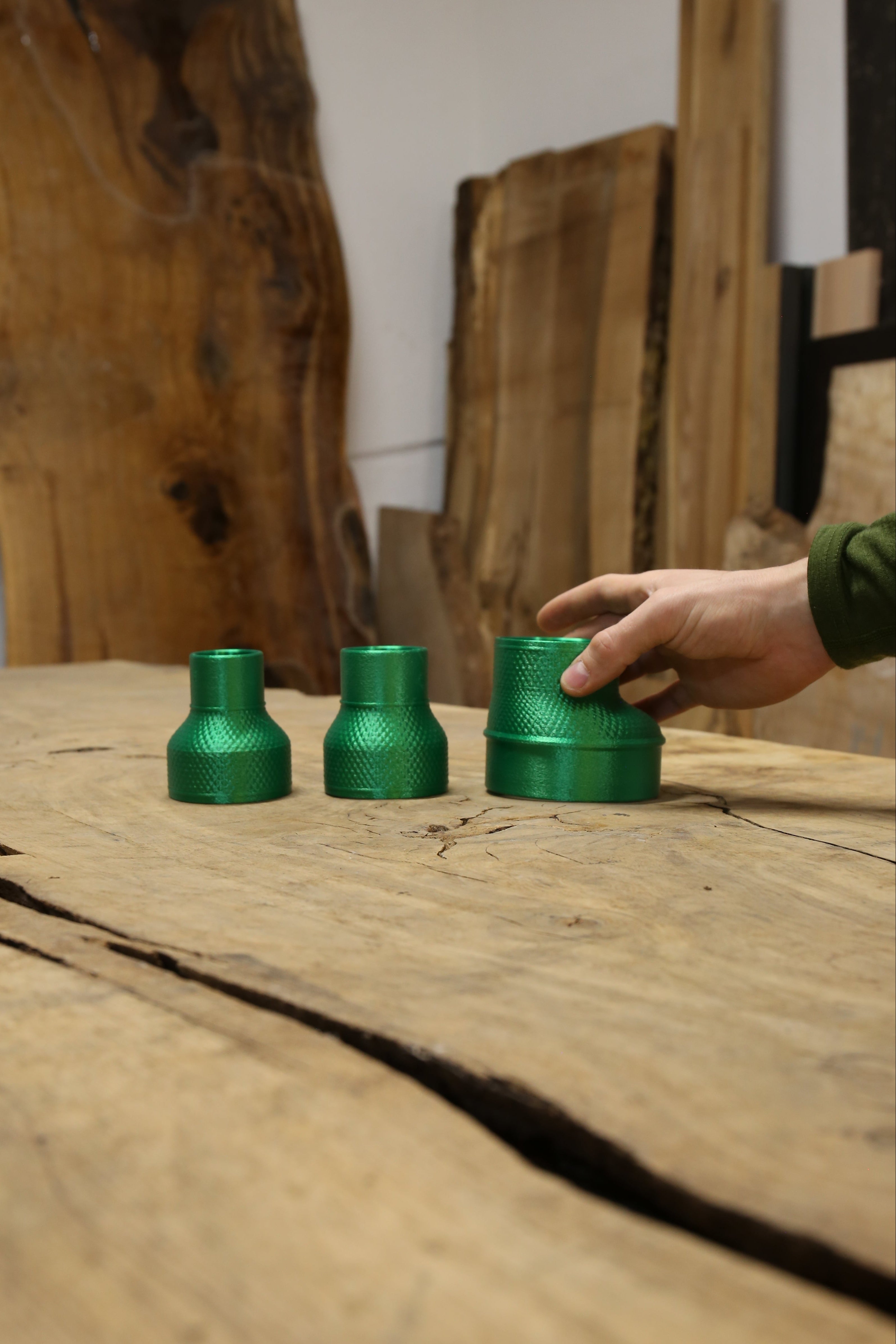 Adapter für Absaugung in unterschiedlichen Größen der Planfräsvorrichtung