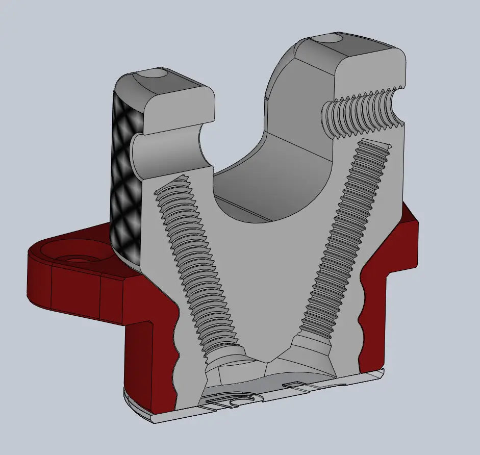 CAD-Darstellung einer 3D-gedruckten Halterung als funktionales Bauteil für den Maschineneinsatz